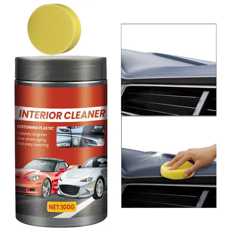 

Auto Interior Cleaner Car Interior Detailing Cleaner Wax 100g Mild Odorless Cleaning Supplies for Automotive SUV Car Vehicle