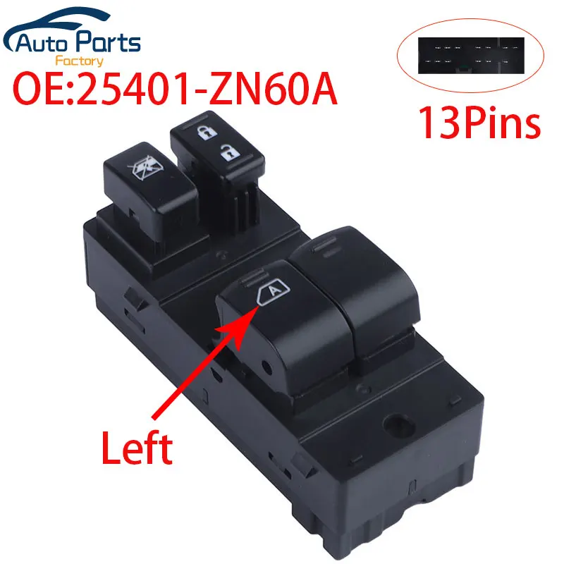 

Новый переключатель переднего левого стекла для Nissan Altima 2008-2013 25401-ZN60A 25401ZN60A