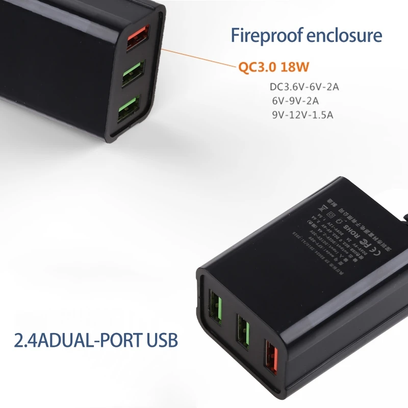 12-24V QC3.0 USB Charger Power Adapter with Battery Clip 3 Port for Motorbike Phone Charger Car Charger
