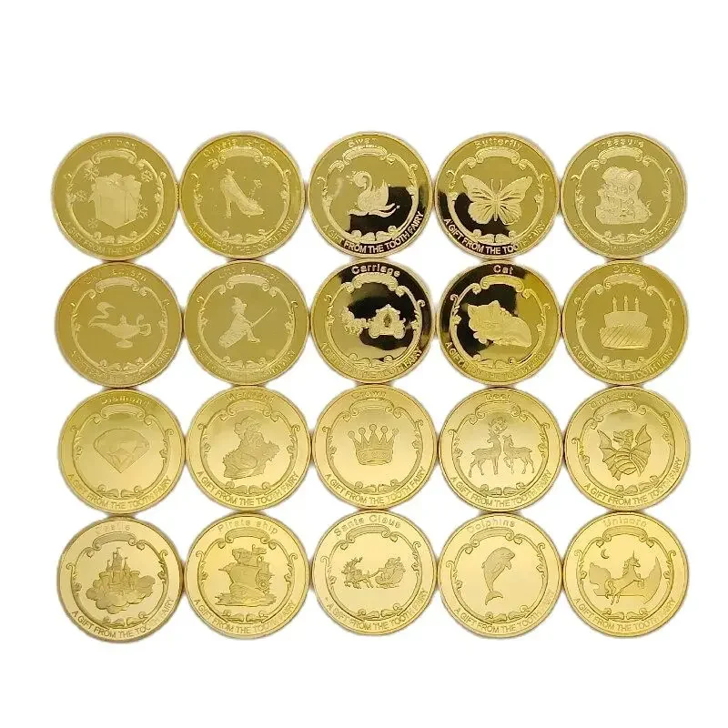 Tooth Fairy Gold Plated Commemorative Coin for Creative Kids Teeth Change Souvenir Christmas Dentistry Gifts