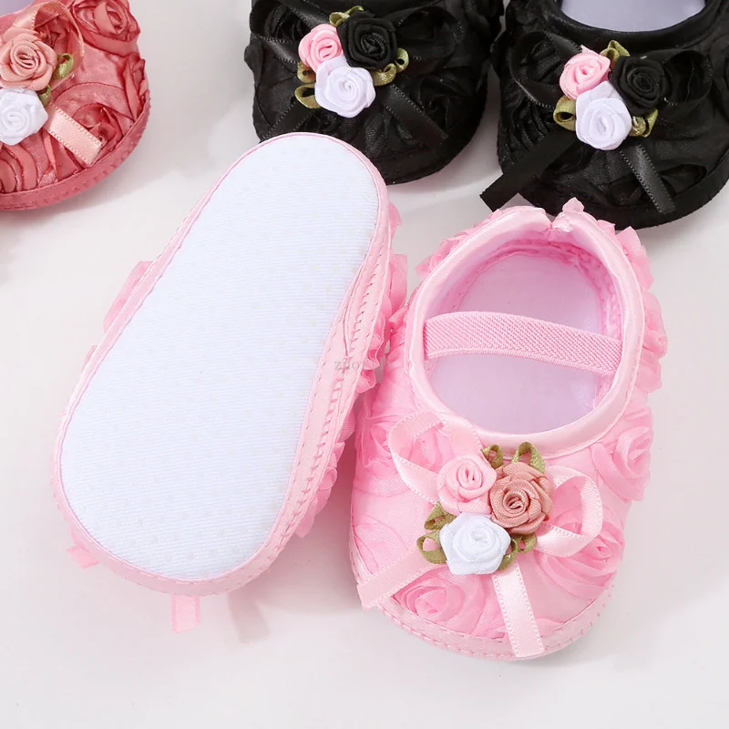New Baby Shoes Headband Set Cute Flower Toddler Shoes for Girls Soft Sole Anti Slip Baby Girl Shoes First Walkers for 0-18m Kids 2