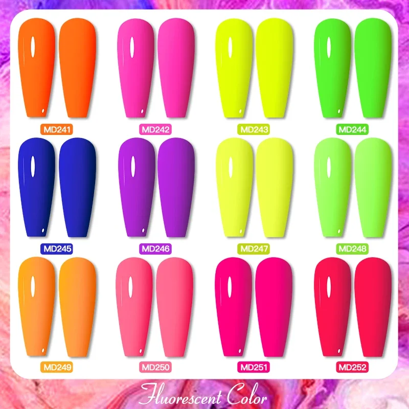 8ml 형광 젤 매니큐어 Vernis 여름 네온 세미 퍼머넌트 UV 젤 바니시 손톱 아트 DIY 매니큐어 네일 용품