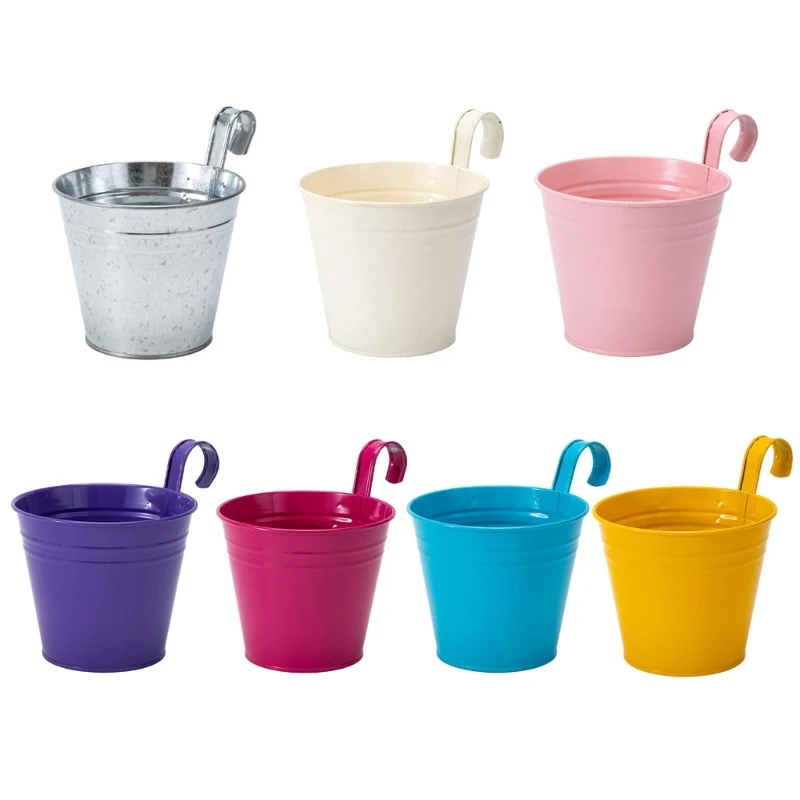 

Balcony Flower Railing Pot Hanging Bucket Plant Basket Detachable Hook Container