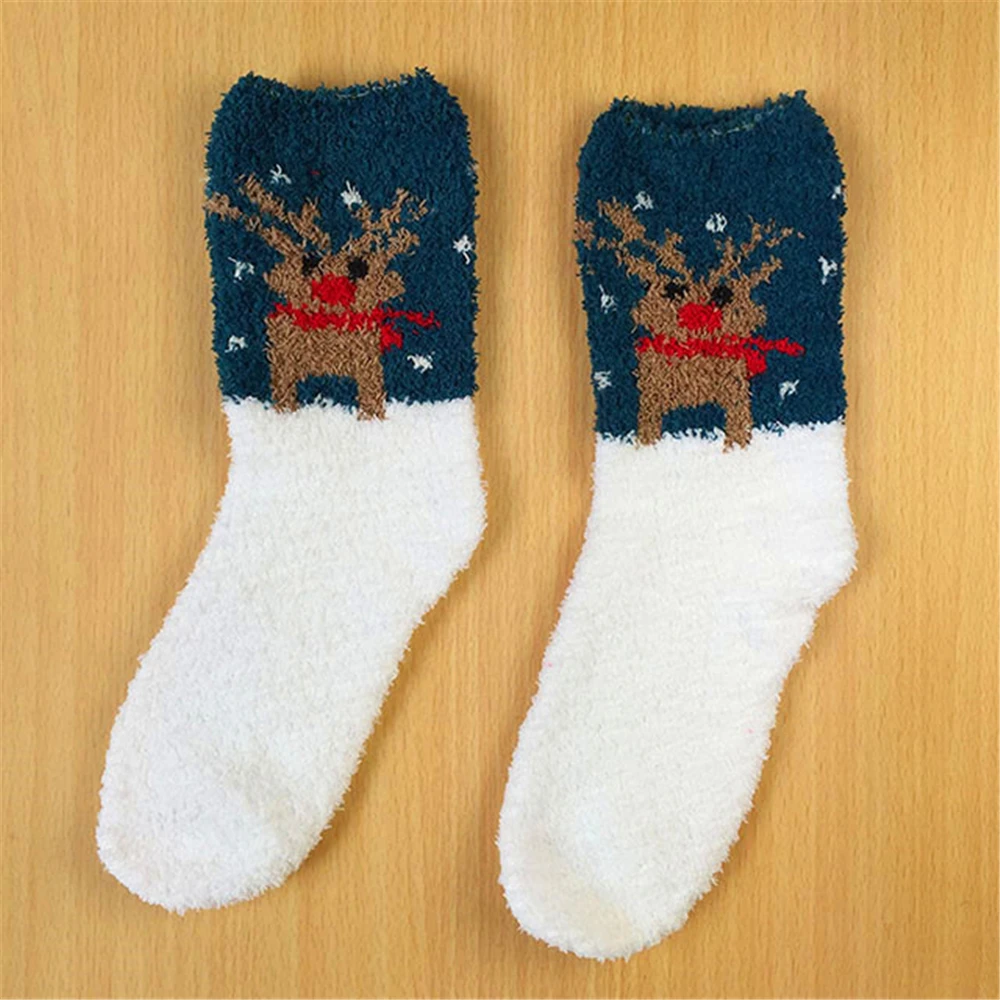 3 Paare/los Weihnachten Verdickung Frauen Schöne Plüsch Warm Halten Schlafen Schlafzimmer Lustige Nette Socken Winter Kawaii Neuheit Geschenk – Detail 34