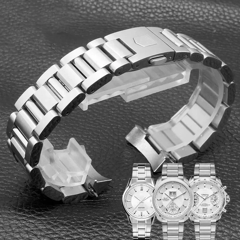 Bracelets De Montre En Acier Inoxydable Massif Pour Homme, Chaîne De Montre Pour Tag Heuer Carrera, Potentiel Compétitif CBN2A1D, Série WAY201S, 22mm