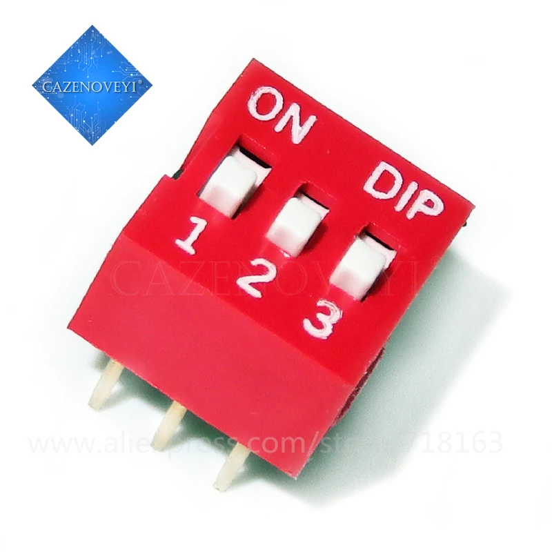 10-Pack Red DIP Toggle Slide Switches - 2.54mm Pitch, Multiple Position Options