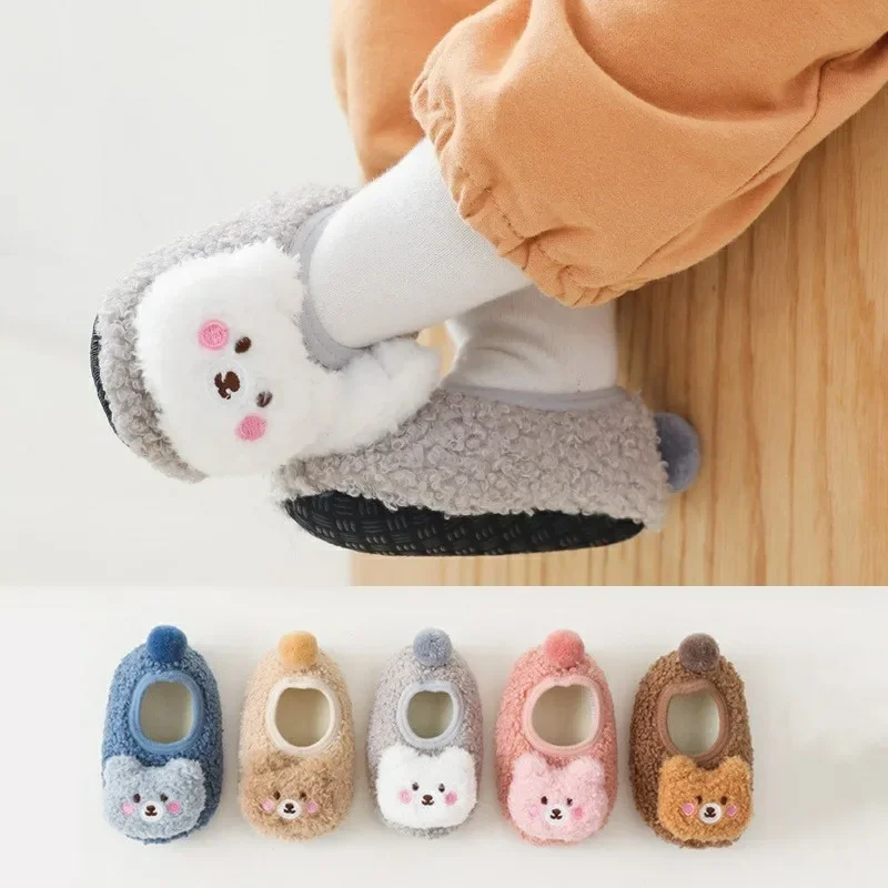 

Autumn Winter Thickened Baby Toddler Shoes Girl Boy Floor Shoes Cartoon Doll Children Toddler Soft Rubber-Soled Shoes Baby Shoes
