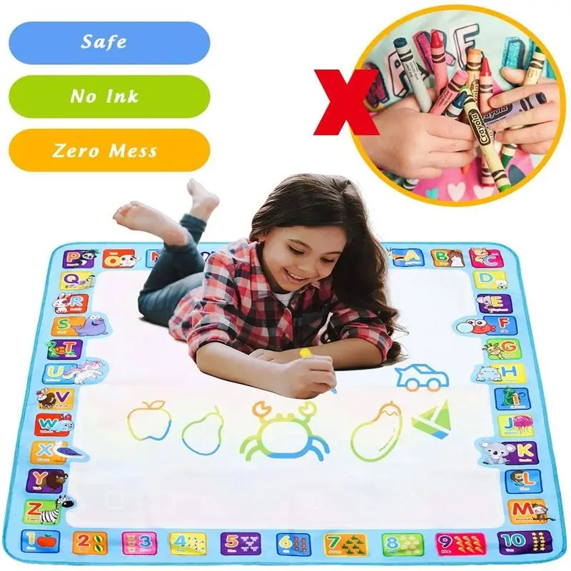 Coolplay Magic Water Drawing Mat Coloring Doodle Mat with Magic Pens Montessori Toys Painting Board Educational Toys for Kids 4