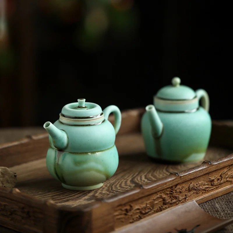 

★Зеленый чайник с содовой серии Mr. Qing Fu Lu, зеленый цвет, глазурный чайник, керамическая чайная посуда, глазурная посуда ручной работы