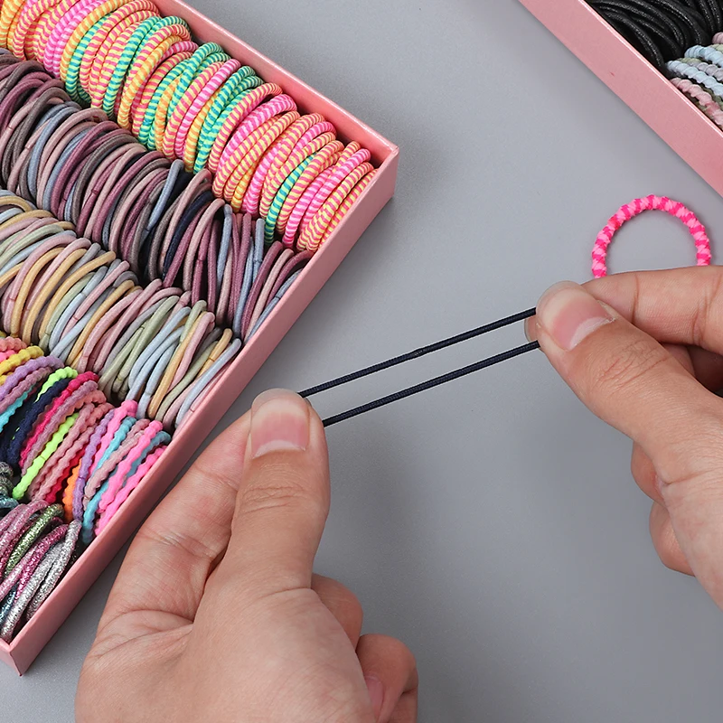 100 Pcs Candy Color Hair Bands for Girls
