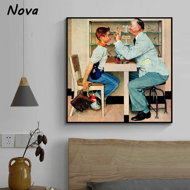 Norman Rockwell Painting Fun Fishing Vintage Painting Art Poster Canvas  Painting Posters And Prints Wall Art Pictures for Living Room Bedroom Decor