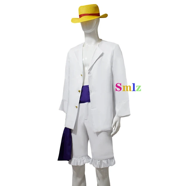 Anime One-Piece Monkey D Luffy Cosplay Fantasia Para Crianças Adultas Boy  Chapéu De Palha Roupa De Calças