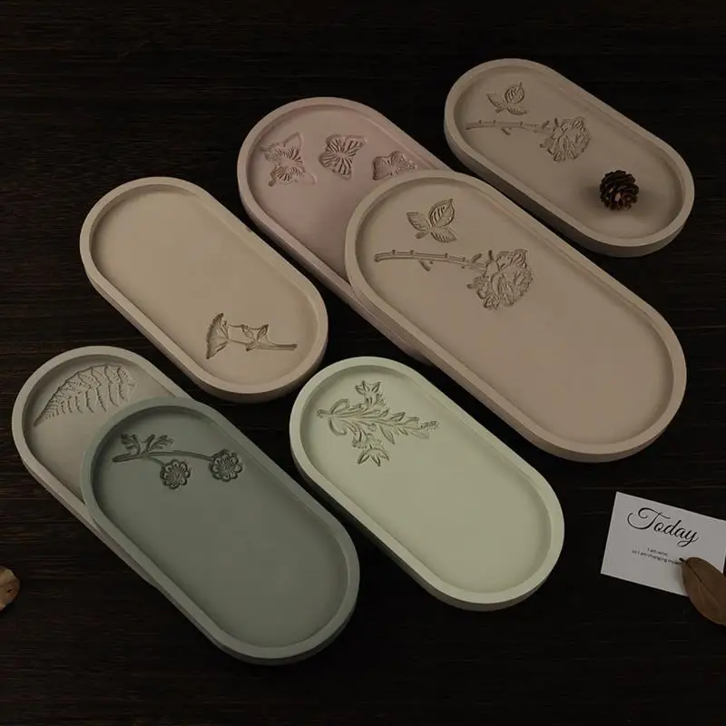 Description Picture 5 of itemOval Storage Tray Cement Silicone Molds DIY Rose Flower Butterfly Carving Coaster Mold Resin Concrete Plaster Mould Home Decor