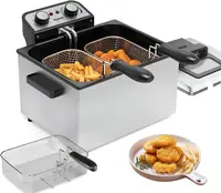 1800W 5 Liters/21 Cups Large Electric Deep Fryer with 3 Frying Baskets for Home Use, Adjustable Temperature,View Window Lid 1
