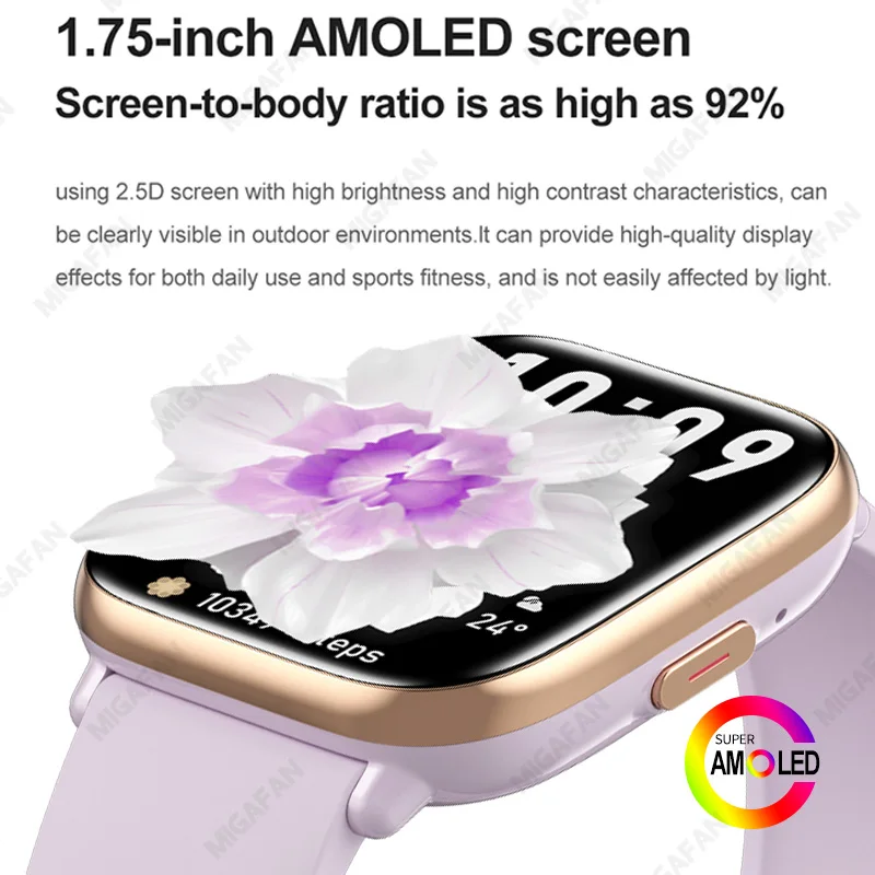  AMOLED ũ Ʈ ġ,  ȭ, NFC Ʈġ,  ɹڼ ƮϽ ġ, IP68 , 1.75 ġ