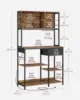 Bakers Rack with   Coffee Bar Stand with Adjustable Storage Shelves  Fabric Drawer  12 Hooks  Table for Microwav 3