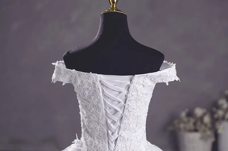Ashley Gloria Pure White Wedding Dresses Elegant Boat Neck Ball Gown Simple Vestido De Noiva Plus Size Robe De Mariee 6