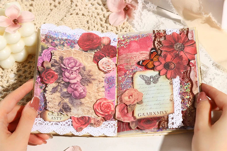 Yoofun 30 Blatt elegante Blume Vintage Spitze Material Papier kreative Scrap bookng Journal Collage Planer Dekor Briefpapier Papier – Detail 11