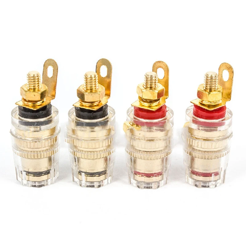 hifi 4Pcs Brass Crystal 4mm Thread Medium Amplifier Speaker Spade Terminal Binding Post Banana Plug Socket Connector 32MM