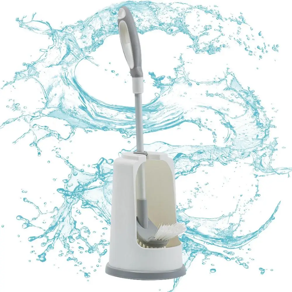 Description Picture 2 of itemDouble-sided toilet brush set with base Tiles Stain Remover Scrub Brush With Long Handle Toilet Bowl Brush For Bathroom Flooring