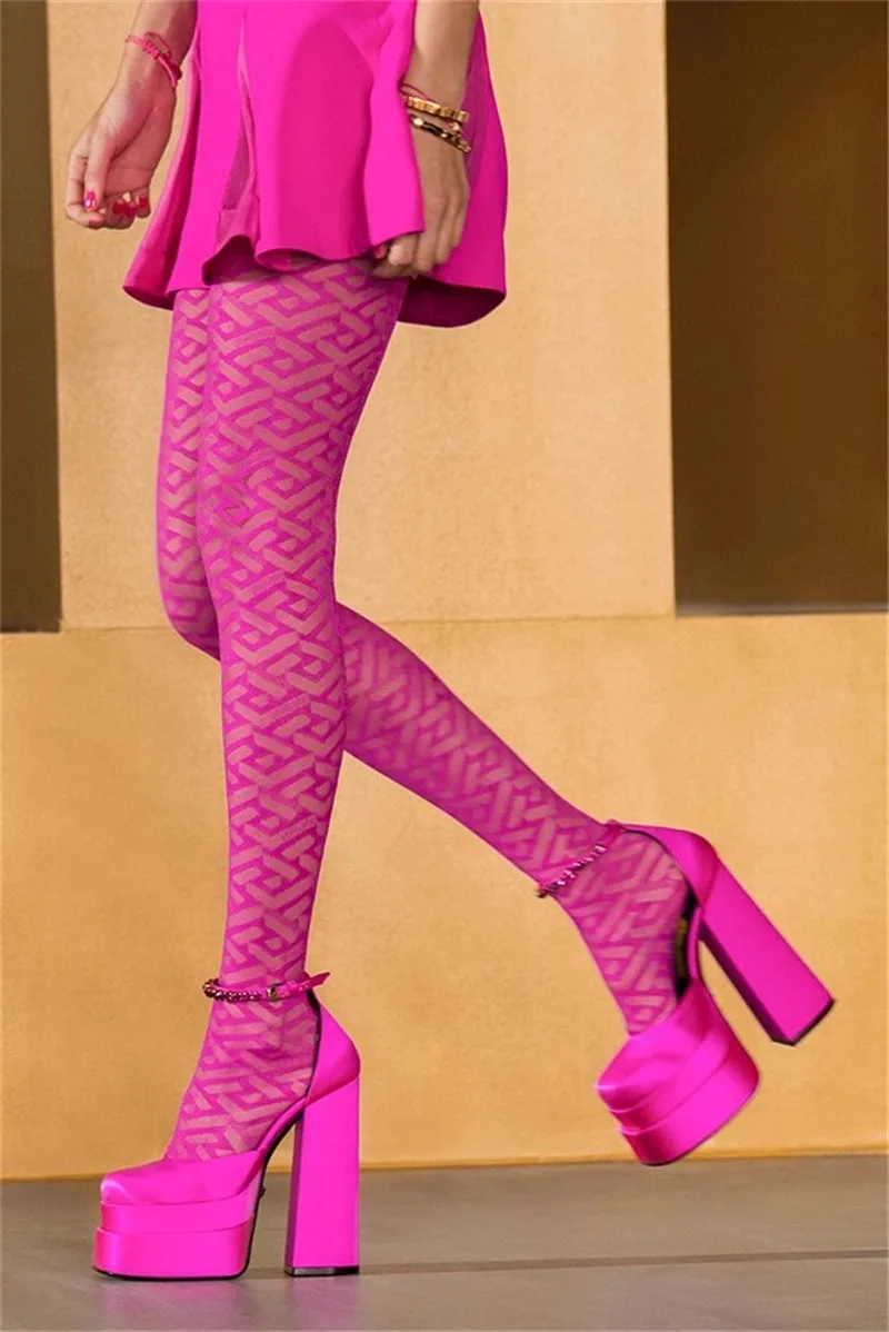 Zapatos de tacón alto y grueso con plataforma para mujer, sandalias de Stripper para fiesta, calzado Sexy para Club nocturno, 2024