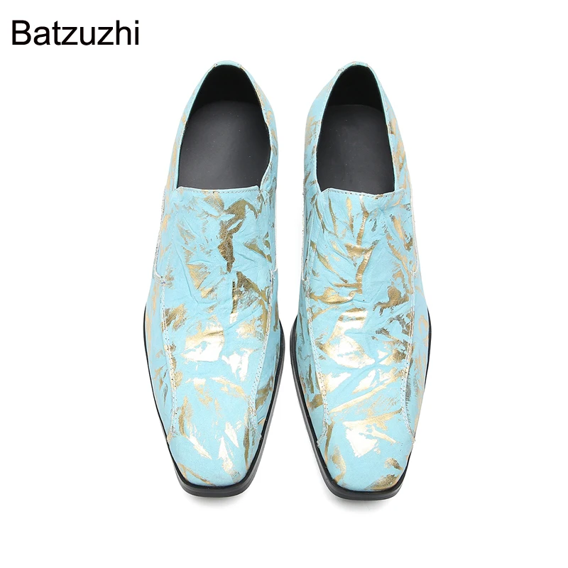 Batzuzhi Men's Shoes Pointed Toe Red Genuine Leather Dress Shoes Men Slip on Fashion Party/Wedding Shoes Men 6.5CM High Heels