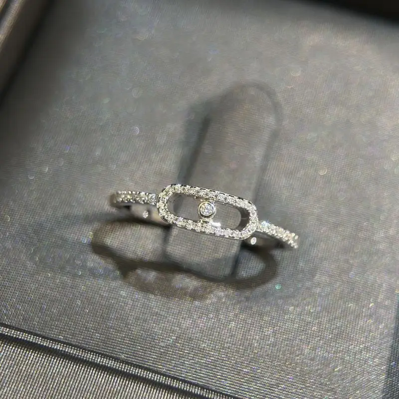

France Paris Luxury Brand Jewelry 925 Silver High Quality MOVEUNO Diamond Pavé Ring Charming Gift