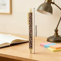 Leopard Print Retractable Ballpoint Pens – Stylish Smooth Writing Office Stationery Set, Black Ink, No Cap, Multi-Color Barrel 4