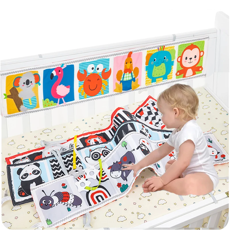 New Baby Crib Hanging Toys Infant Bed Rail Cloth Books Baby Fabric Books Infant Toys For Ages 0-3