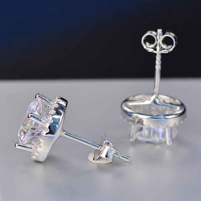 

925 silver European and American classic 2.3 carat high carbon diamond earrings women's circle full of diamond earrings high-end