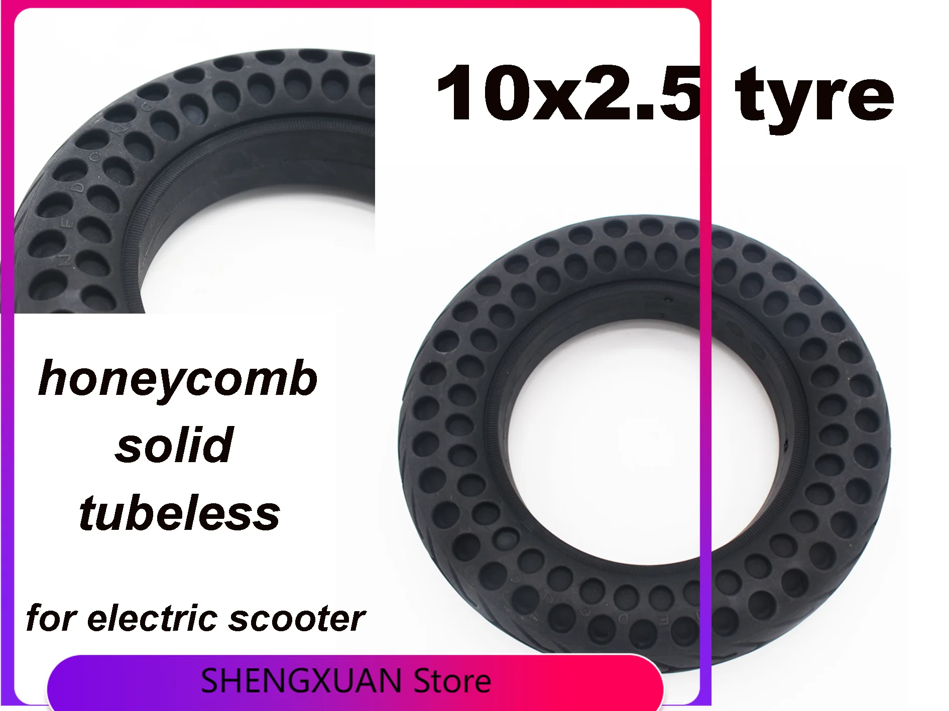 

10-дюймовые шины для электрического скутера 10x2,50, внутренняя и внешняя утолщенная сотовая прочная бескамерная шина