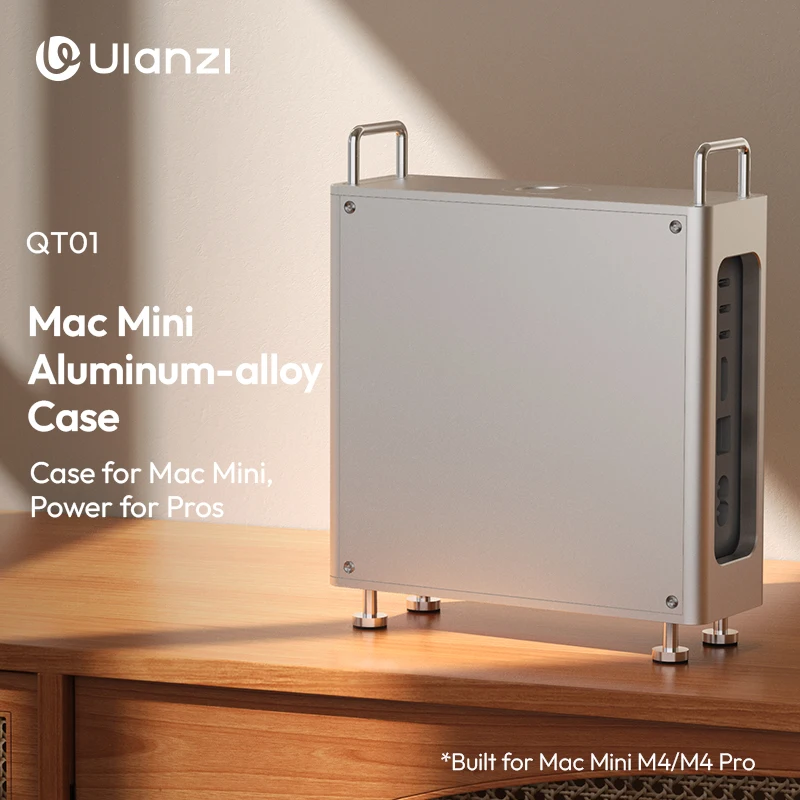 Ulanzi QT01 Mac Mini Aluminum Alloy Case for Mac Mini M4/M4 Pro with Magnetic Side Stand Dustproof Shockproof Protective Case