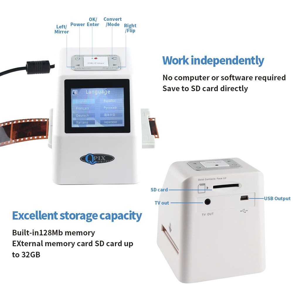 QPIX Digital Film Slide Scanner Converts 35mm Film Scanner
