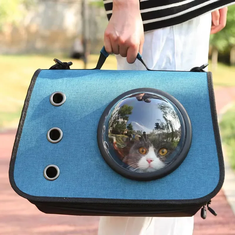 Portable Cat Bag Foldable Hand-held Space Capsule Shoulder Bags Mesh Breathable Outing Pet Crossbody Bag Kitten and Dog Supplies