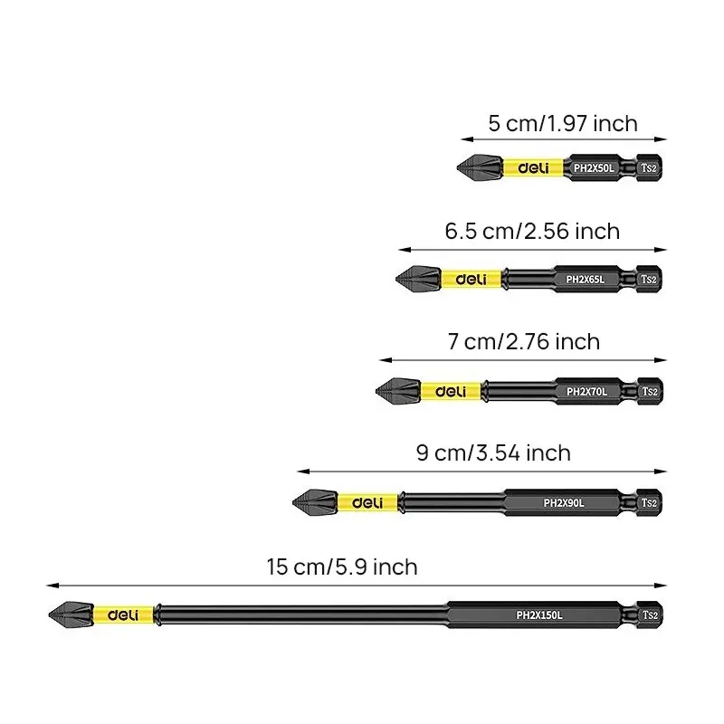 Non-slip Cross Screwdriver Magnetic Batch Head High Hardness PH2 Screwdriver Bit Screw Driver Impact Drill Bit Hand Tools 6