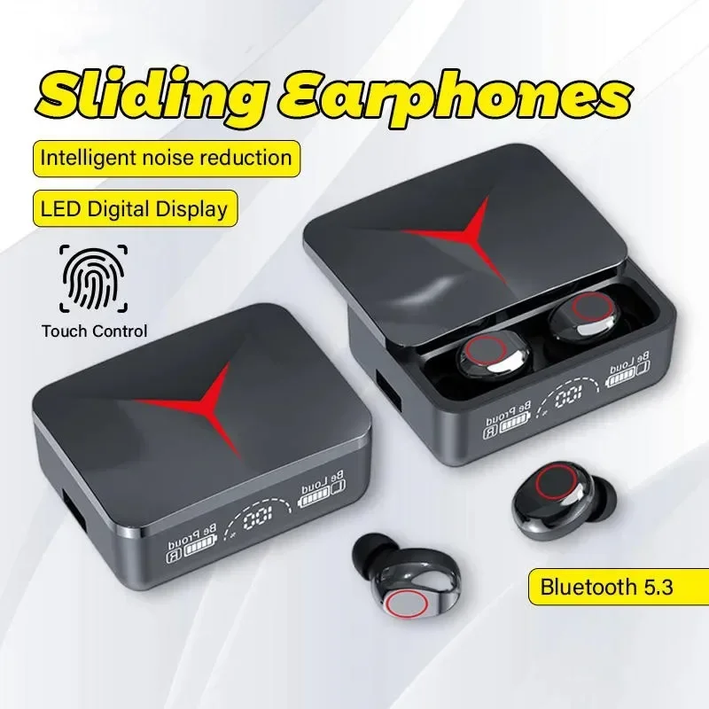 M90 TWS 블루투스 5.3 이어폰, 무선 헤드폰, 터치 컨트롤 게이밍 헤드셋, 마이크 포함 HIFI 스테레오 사운드, 소음 감소