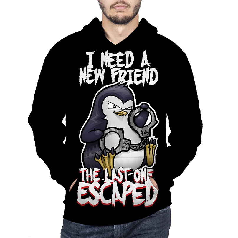 Funny Penguin 3D Print Hoodie Pullover