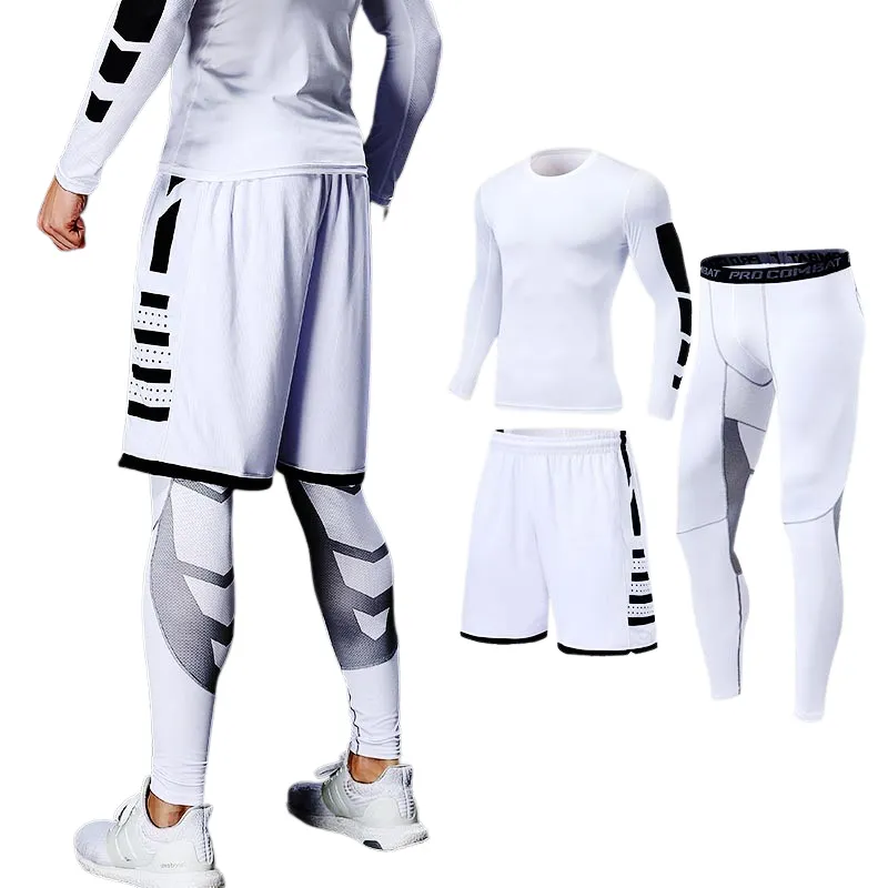 Men's Running Tracksuit Training Fitness Sportswear Set Compression Leggings Sport Clothes Gym Tight Sweatpants Rash Guard Lycra
