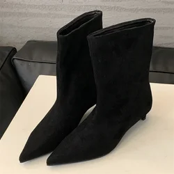 Eilyken Vintage Pointed Toe Ankle Boots - Designer Low Heel Shoes - 38 (Black)