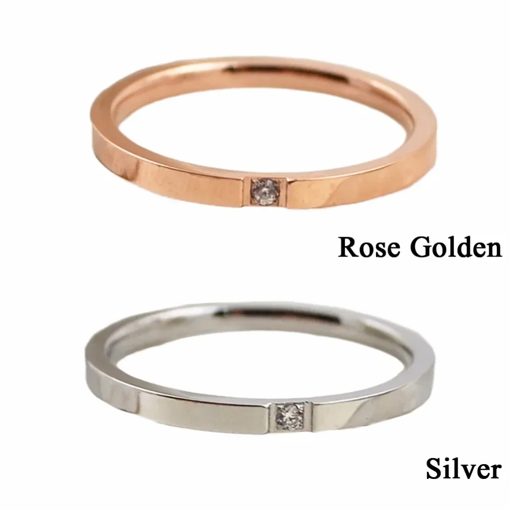 Single Crystal Thin Band Ring for Men Women Couples