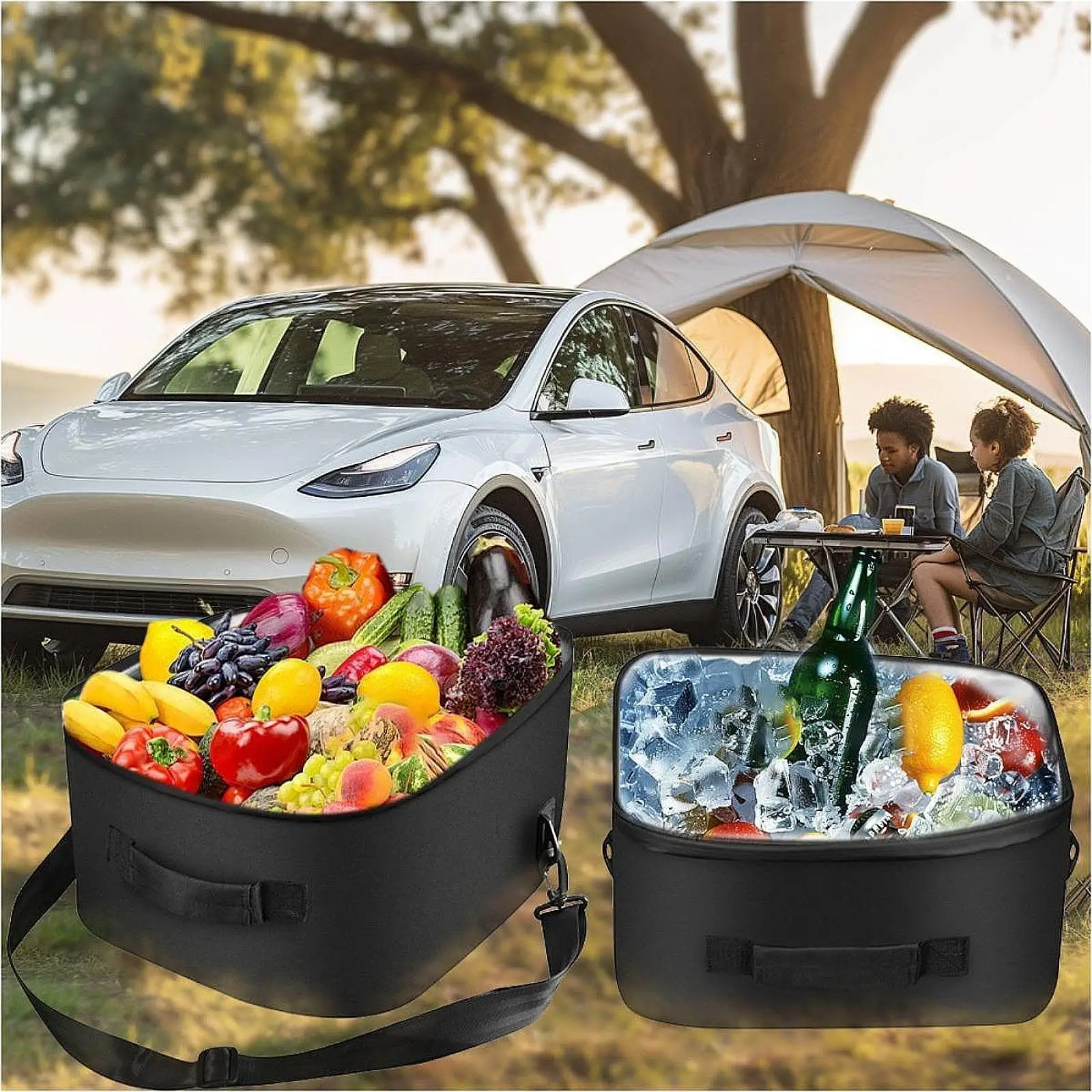 Insulated Food Delivery Bag Beverage Box Multifunctional Shopping Bag Cooler Bucket for Beach Tailgating Garden Indoor Home