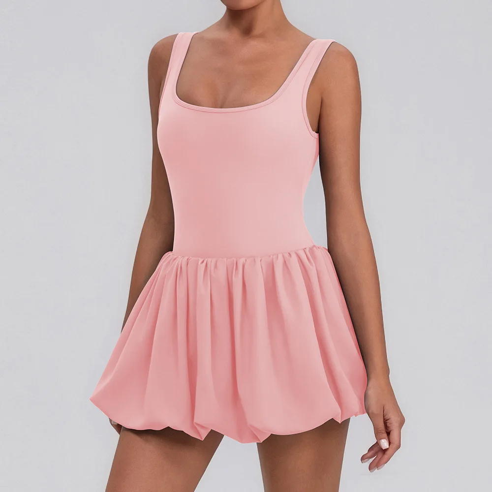 Women Gym Yoga Fitness Shorts Dress Fake Two-piece Pocket Tennis Dress Sports Tracksuit Female Workout Sportswear Tennis Mujeres