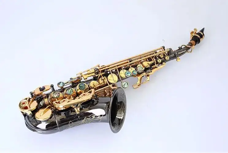 

Soprano Saxophone S-991 Nickel black nickel High Quality Straight B flat Sax Musical Free Shipping with Hard boxs