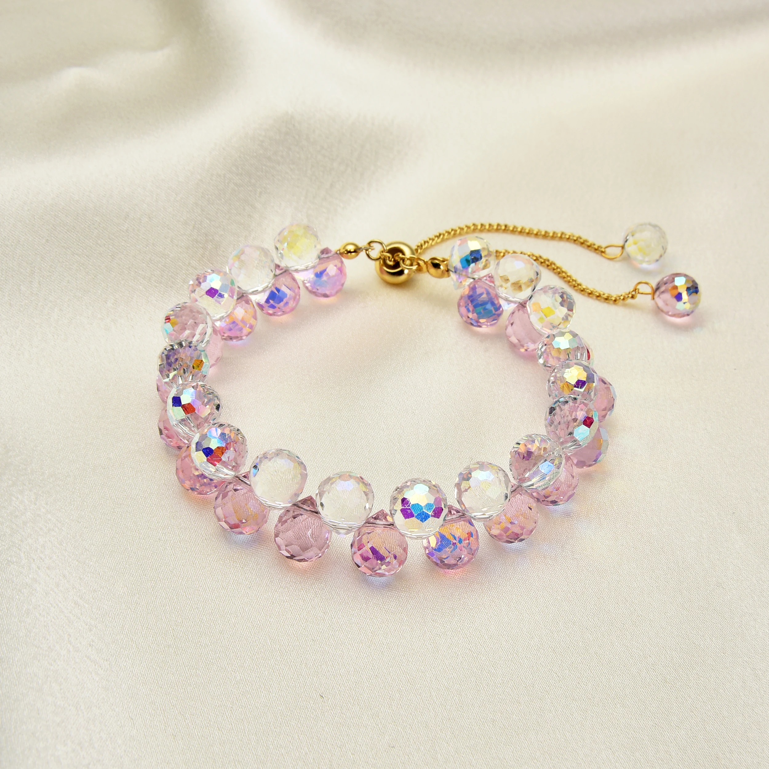 Luxury Artificial Austrian Crystal Bracelets For Women Pink White