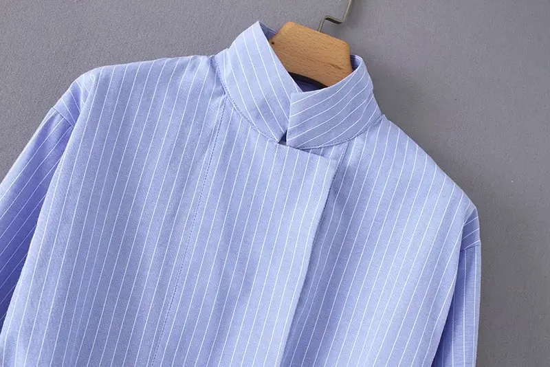 women vintage stand collar striped bow tie drawstring casual smock blouses shirts women chic kimono blusas femininas tops LS2773