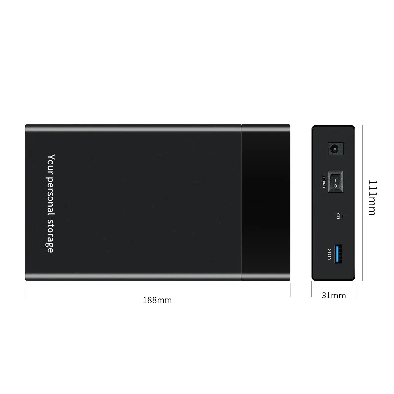 Enclosure HDD Case 3.5'' 2.5'' SATA To USB 3.0 External Hard Drive Enclosure 6Gbps 22TB HDD Box Case Support US/UK/EU Plug