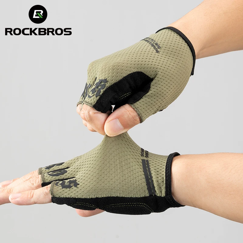 ROCKBROS Cycling Gloves Bike Shockproof Half Finger Gloves Breathable Anti-shock Bike Short Gloves Summer High Elasticity Gloves 5