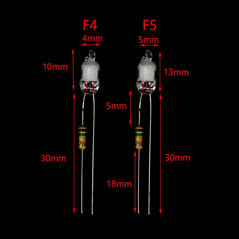 10Pcs Neon Light Bulbs 4*10mm 5*13mm Main Power Indicator With Resistance 220V Red/Blue/Green 6