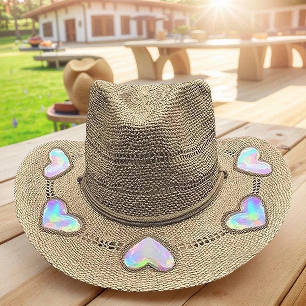 2025 Vintage Summer Beach Bohemian Straw Hat Shell Women Men Western Cowboy Hats Wooden Beads Hollow Out Sun Hat Holiday Cap