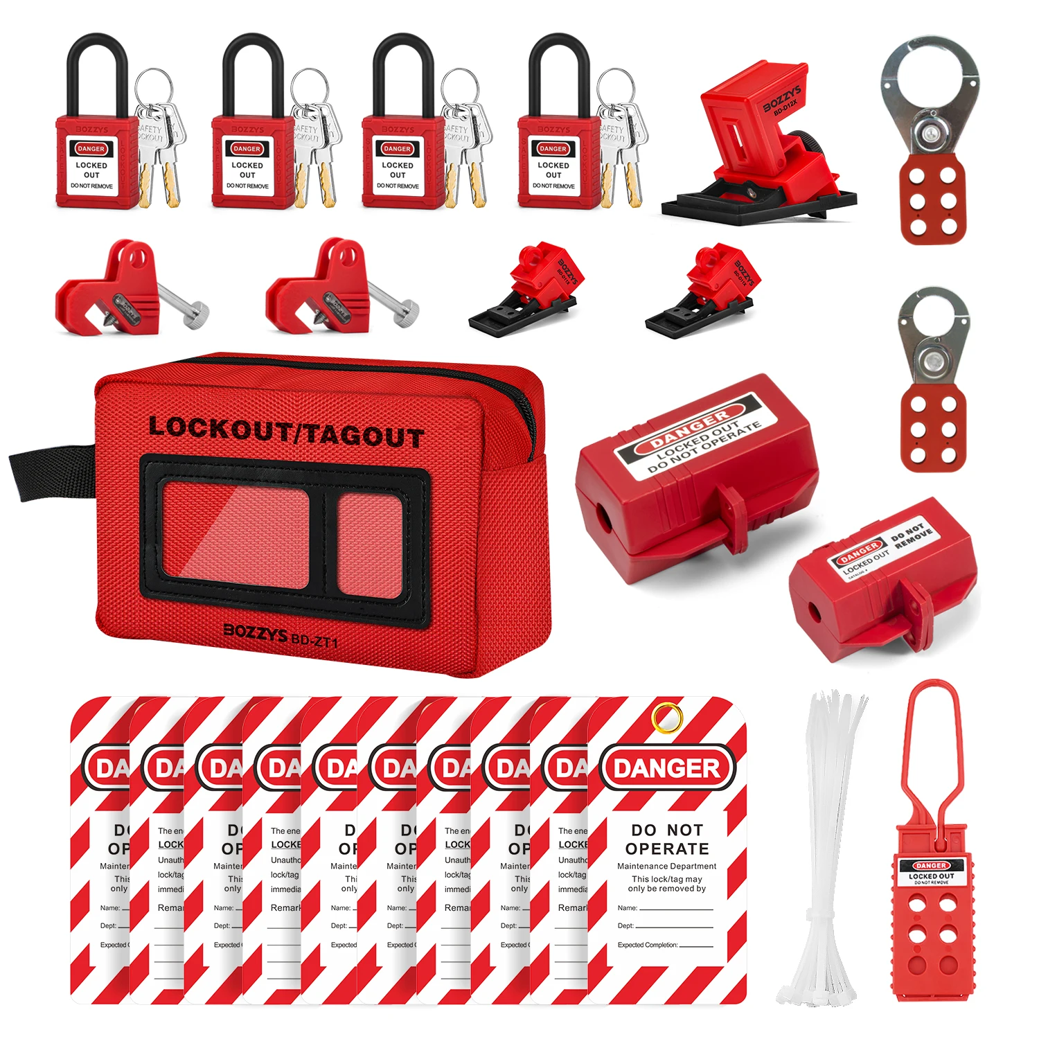 Bozzys Lockout Tagout Kit-Custodia Per Il Trasporto In Tela, 6 Set Di Lucchetti Di Sicurezza, 4 Lucchetti, 10 Non Funzionano Tag, Conformità Osha